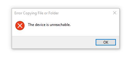 The Device is unreachable on Windows 10