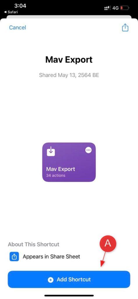 เปิดลิงค์ MavExport 2.0 ที่นี่ แล้วกด Add Shortcut (A) เพื่อติดตั้ง